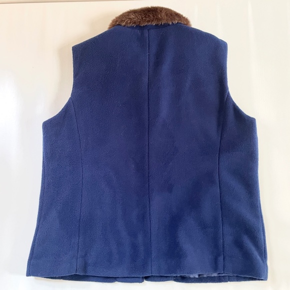 Bob Mackie Women Fleece Vest XL Faux Fur Collar Paisley Boho Western Embroidered - Picture 7 of 12